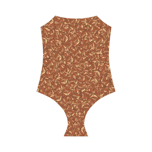 Chocolate Brown Sienna Abstract Strap Swimsuit ( Model S05)
