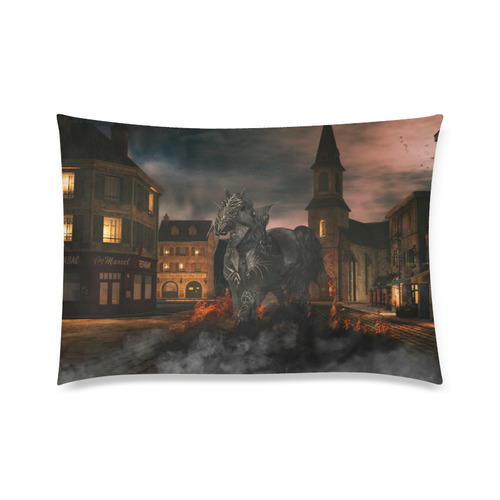 A dark horse in a knight armor Custom Zippered Pillow Case 20"x30" (one side)