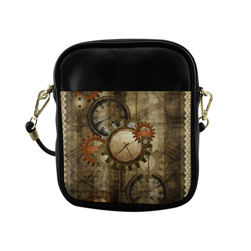 Steampunk, wonderful noble desig, clocks and gears Sling Bag (Model 1627)