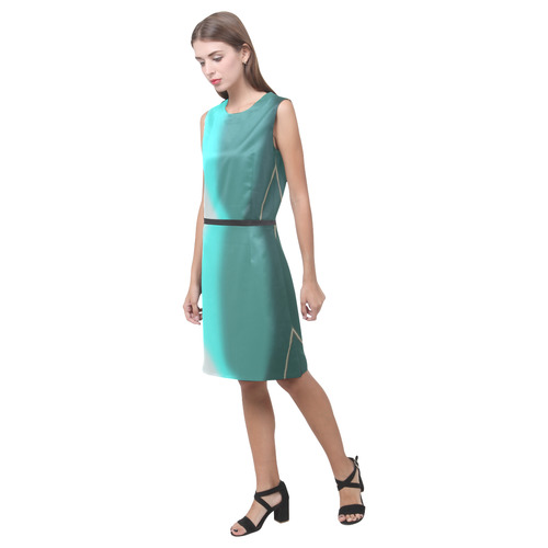 Turquoise Abstract Eos Women's Sleeveless Dress (Model D01)