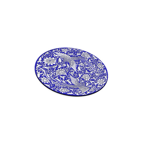 Flying Phoenixes on blue exquisite Chinese pattern Round Coaster