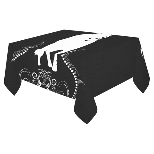 Horse in black and white Cotton Linen Tablecloth 52"x 70"