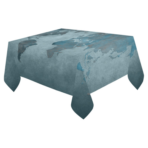 world map 35 Cotton Linen Tablecloth 52"x 70"