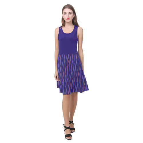 Purple and Blue Triangle Peaks Atalanta Casual Sundress(Model D04)