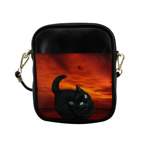 Cat and Red Sky Sling Bag (Model 1627)