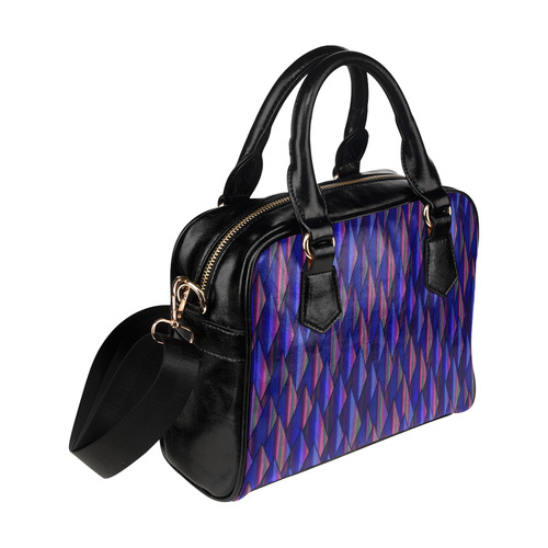 Purple and Blue Triangle Peaks Shoulder Handbag (Model 1634)