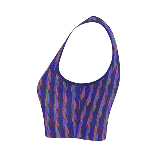 Purple and Blue Triangle Peaks Women's Crop Top (Model T42)