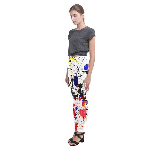 Blue & Red Paint Splatter Cassandra Women's Leggings (Model L01)