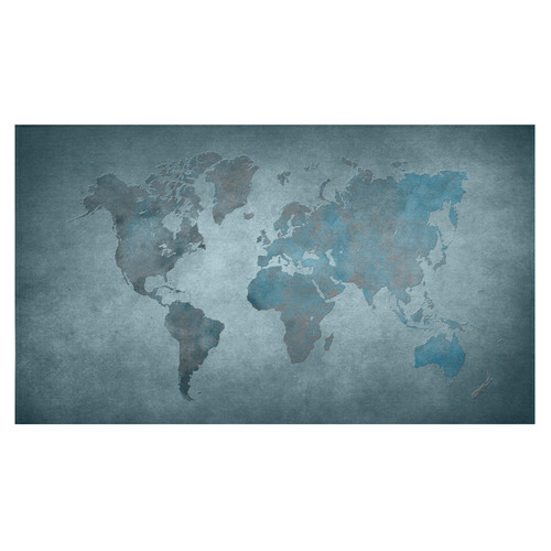 world map 35 Cotton Linen Tablecloth 60"x 104"