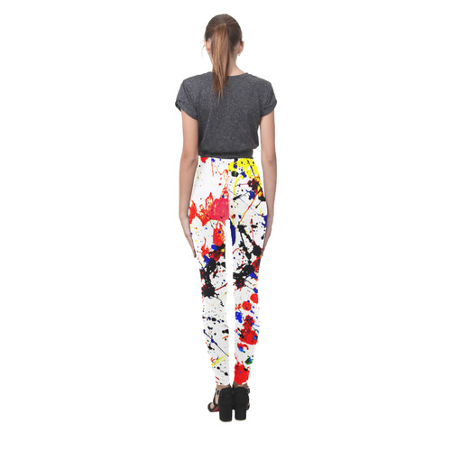 Blue & Red Paint Splatter Cassandra Women's Leggings (Model L01)