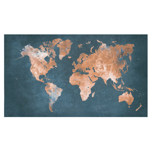 world map Cotton Linen Tablecloth 60"x 104"