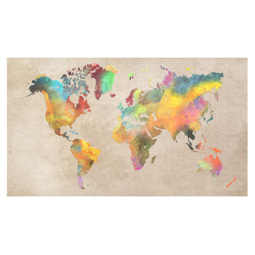 world map 17 Cotton Linen Tablecloth 60"x 104"