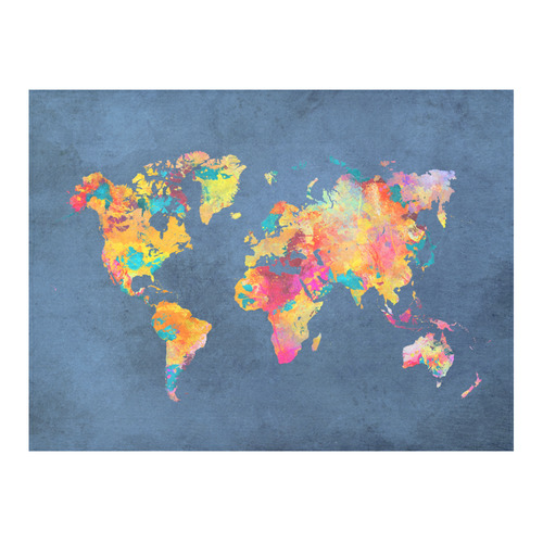 world map 18 Cotton Linen Tablecloth 52"x 70"