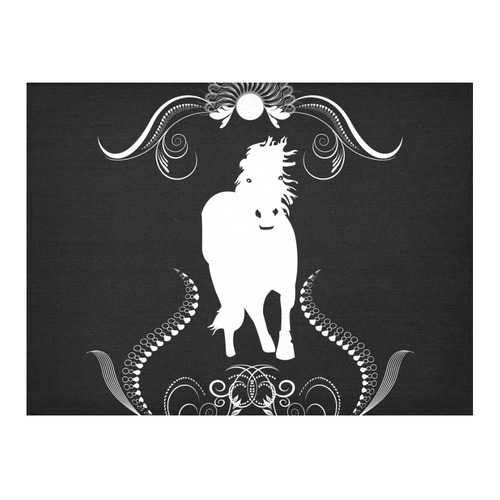 Horse in black and white Cotton Linen Tablecloth 52"x 70"