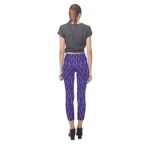 Purple and Blue Triangle Peaks Capri Legging (Model L02)