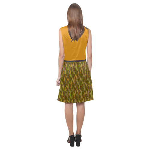 Autumn Gold and Green Triangle Peaks Eos Women's Sleeveless Dress (Model D01)