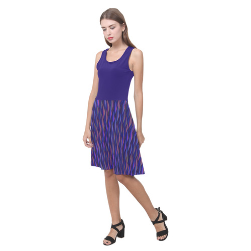 Purple and Blue Triangle Peaks Atalanta Casual Sundress(Model D04)