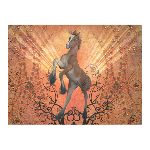 Awesome, cute foal with floral elements Cotton Linen Tablecloth 52"x 70"