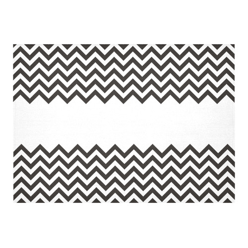 HIPSTER zigzag chevron pattern black & white Cotton Linen Tablecloth 60"x 84"