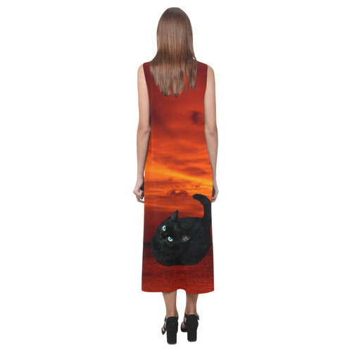 Cat and Red Sky Phaedra Sleeveless Open Fork Long Dress (Model D08)