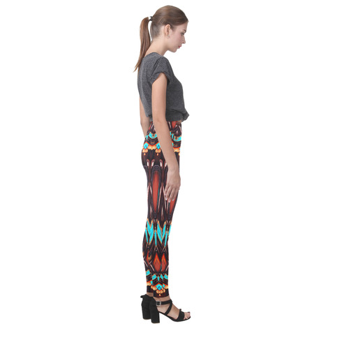 K172 Wood and Turquoise Abstract Cassandra Women's Leggings (Model L01)