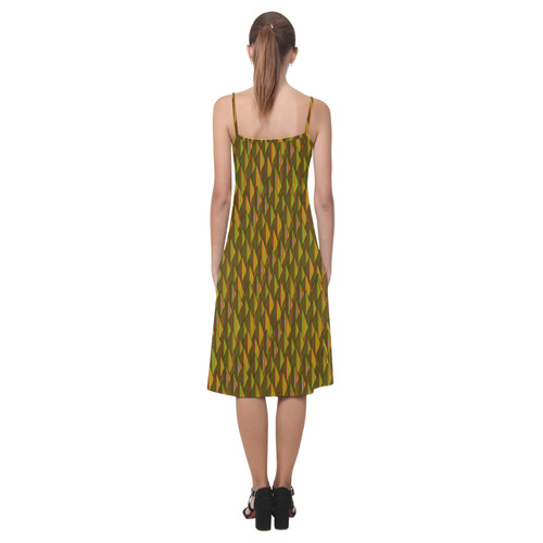 Autumn Gold and Green Triangle Peaks Alcestis Slip Dress (Model D05)