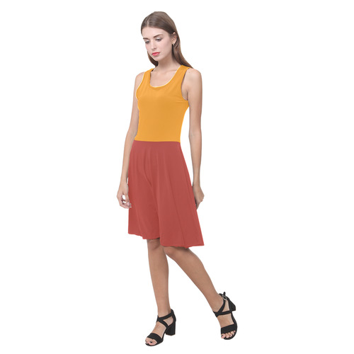 Radiant Yellow and Aurora Red Atalanta Casual Sundress(Model D04)