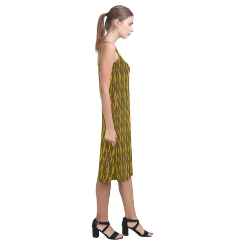 Autumn Gold and Green Triangle Peaks Alcestis Slip Dress (Model D05)