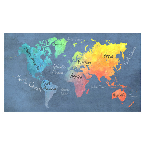 world map 30 Cotton Linen Tablecloth 60"x 104"