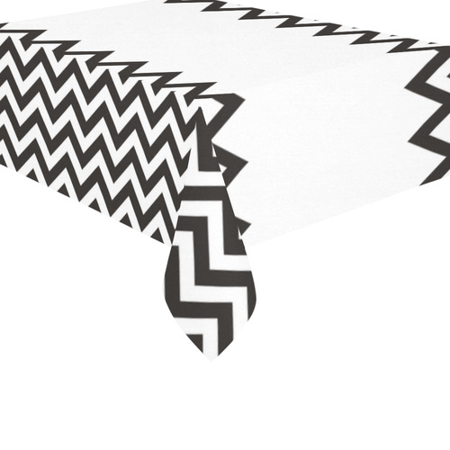 HIPSTER zigzag chevron pattern black & white Cotton Linen Tablecloth 60"x 84"