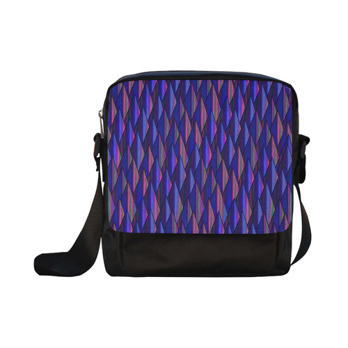 Purple and Blue Triangle Peaks Crossbody Nylon Bags (Model 1633)