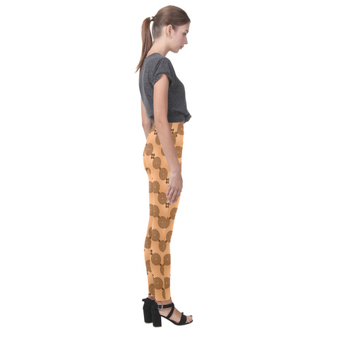 Brown Chocolate Wheels Pattern Cassandra Women's Leggings (Model L01)