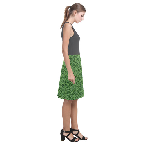 Pirate Black and Vintage Flowers Ivy Green Atalanta Casual Sundress(Model D04)