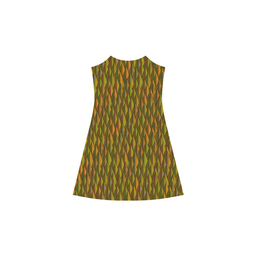 Autumn Gold and Green Triangle Peaks Alcestis Slip Dress (Model D05)