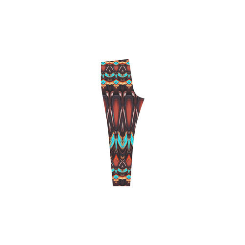 K172 Wood and Turquoise Abstract Cassandra Women's Leggings (Model L01)