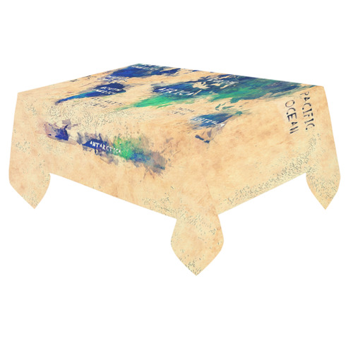 world map OCEANS and continents Cotton Linen Tablecloth 60"x 84"