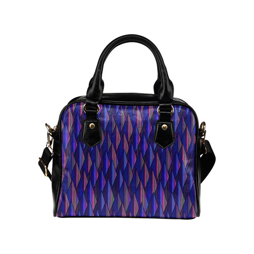 Purple and Blue Triangle Peaks Shoulder Handbag (Model 1634)