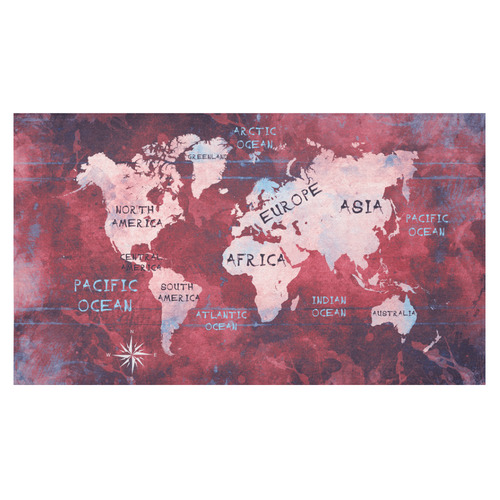 world map Cotton Linen Tablecloth 60"x 104"