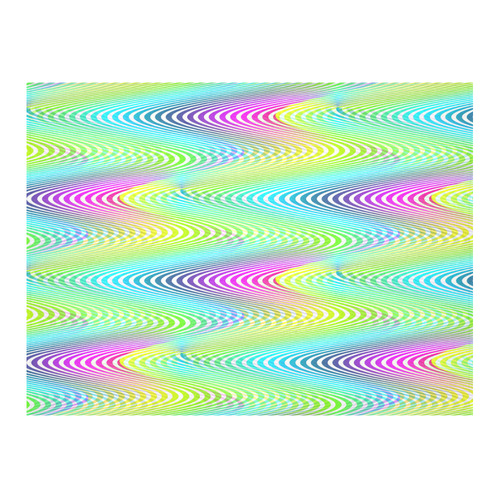 NEON colored WAVES STRIPES pattern Cotton Linen Tablecloth 52"x 70"