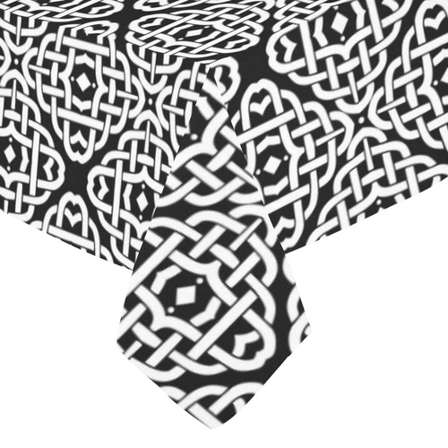 CELTIC KNOT pattern - black white Cotton Linen Tablecloth 52"x 70"