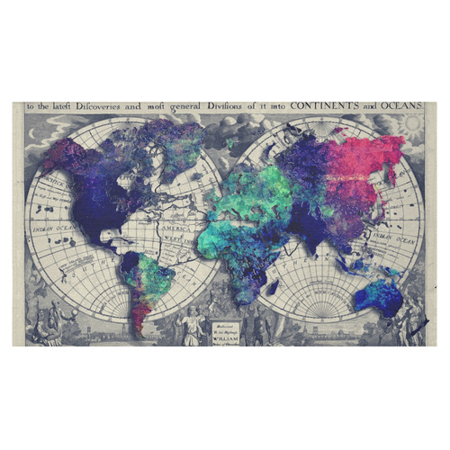 world map 22 Cotton Linen Tablecloth 60"x 104"
