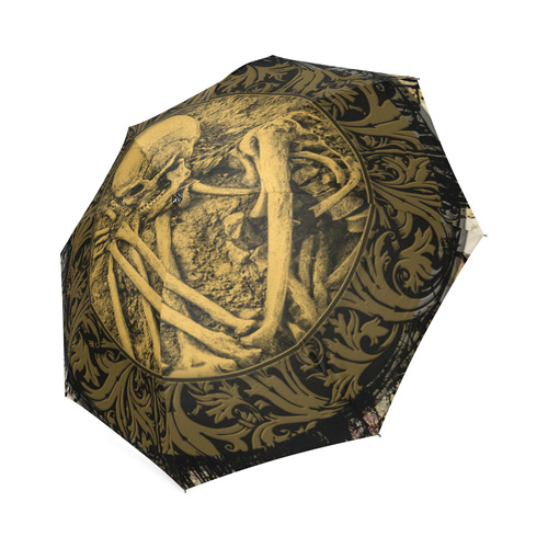 The skeleton in a round button with flowers Foldable Umbrella (Model U01)