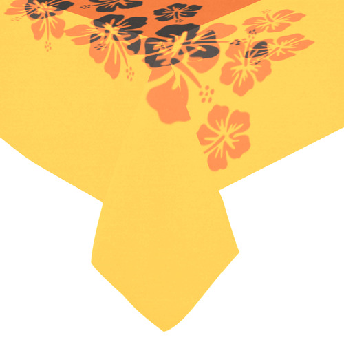 HIBISCUS aloha blossoms garland black Cotton Linen Tablecloth 60"x 84"