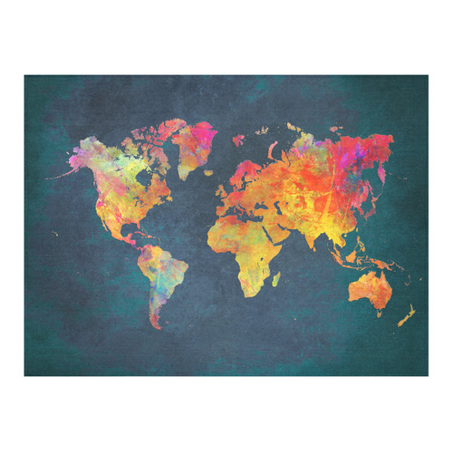 world map 16 Cotton Linen Tablecloth 52"x 70"