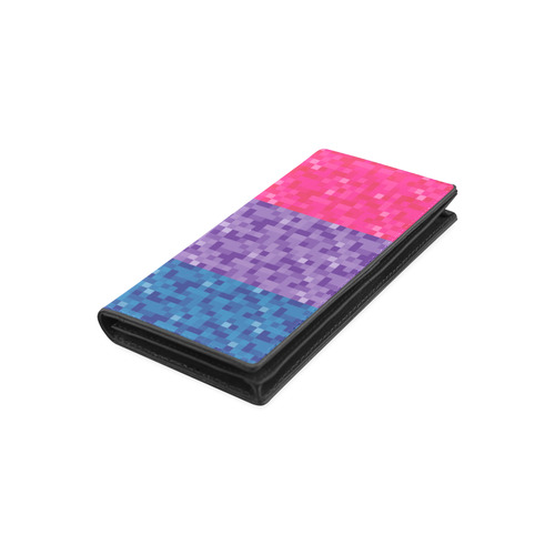 Bisexual Pixel Flag Women's Leather Wallet (Model 1611)