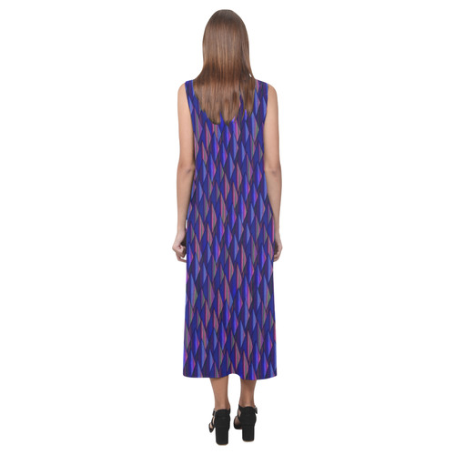 Purple and Blue Triangle Peaks Phaedra Sleeveless Open Fork Long Dress (Model D08)