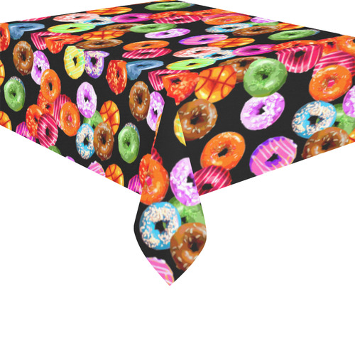 Colorful Yummy DONUTS pattern Cotton Linen Tablecloth 52"x 70"