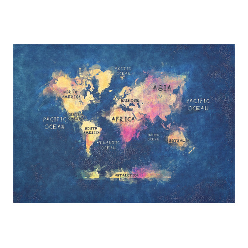 world map oceans and continents Cotton Linen Tablecloth 60"x 84"