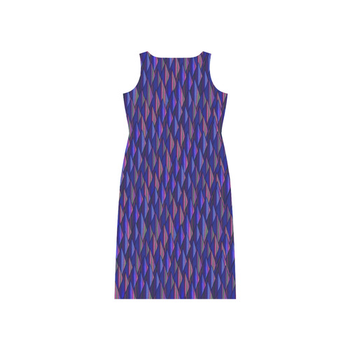 Purple and Blue Triangle Peaks Phaedra Sleeveless Open Fork Long Dress (Model D08)