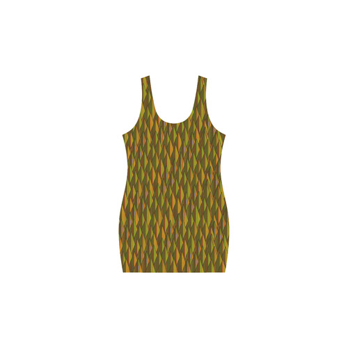 Autumn Gold and Green Triangle Peaks Medea Vest Dress (Model D06)